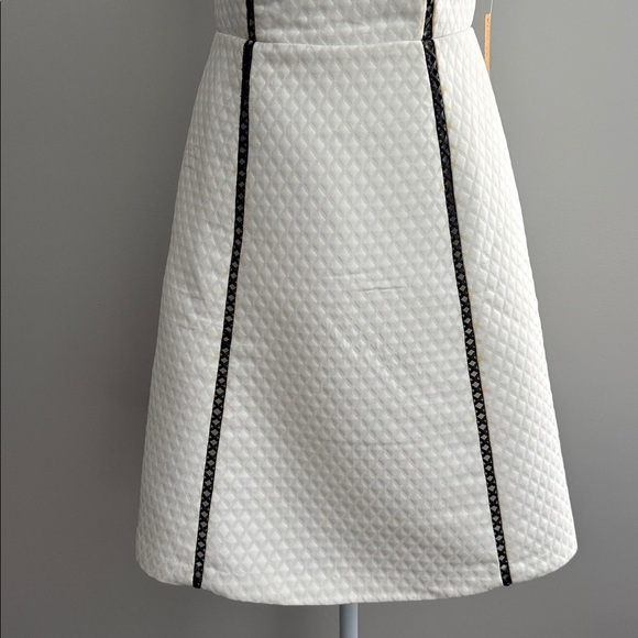 RACHEL Rachel Roy White Textured With Black Leather Design Cocktail Dress size 4 - Picture 3 of 9